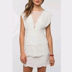 UO Cooperative White Scalloped Peplum Dress